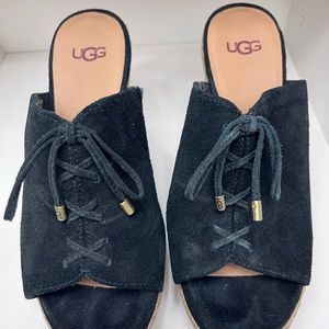 $60 size 37 UGG black suede wedge sandal